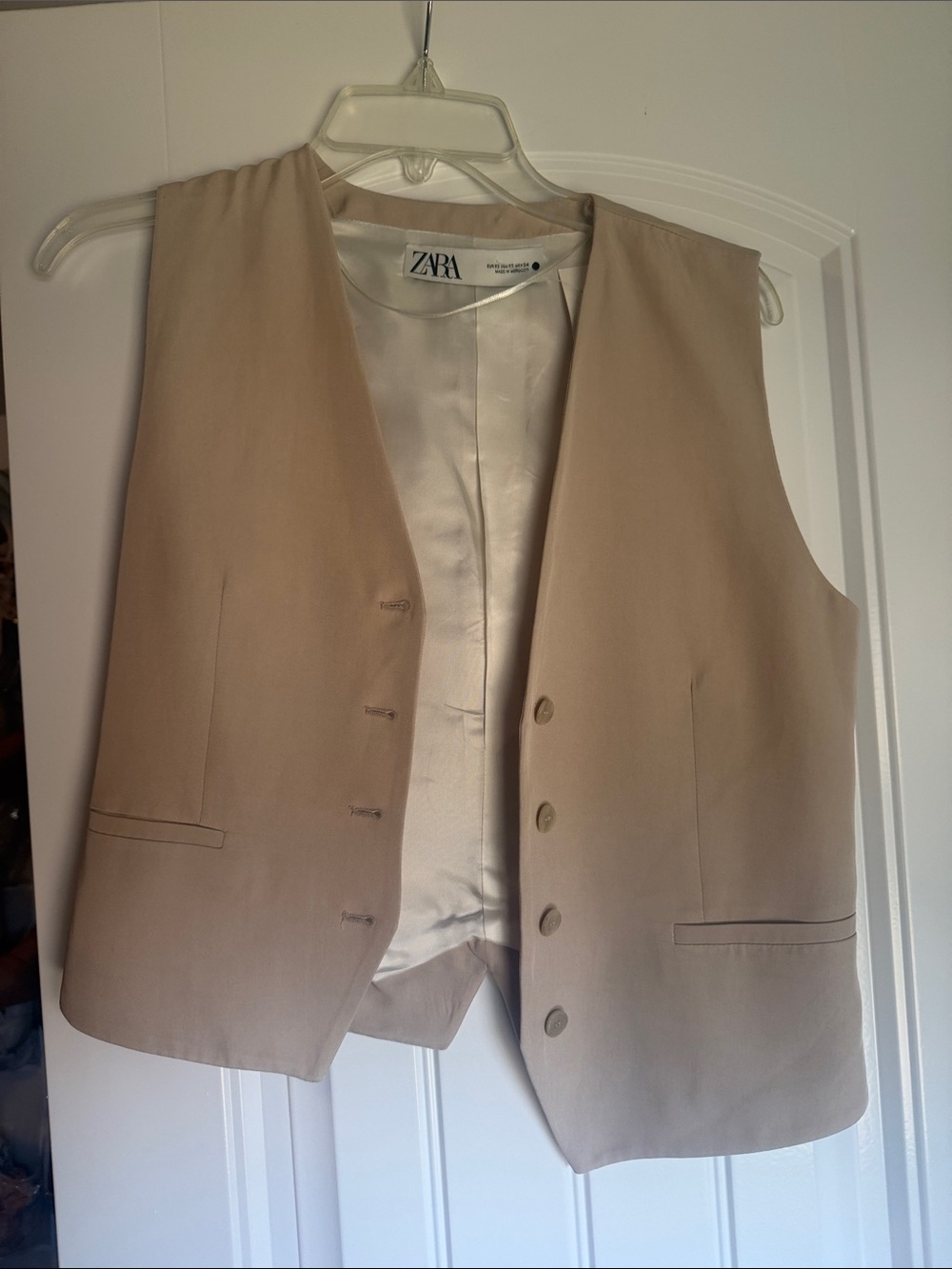 Zara womens Beige Tailored Vest